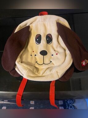 Rare vintage Mango  Pound Puppies Backpack - Cream & Brown with Red Straps